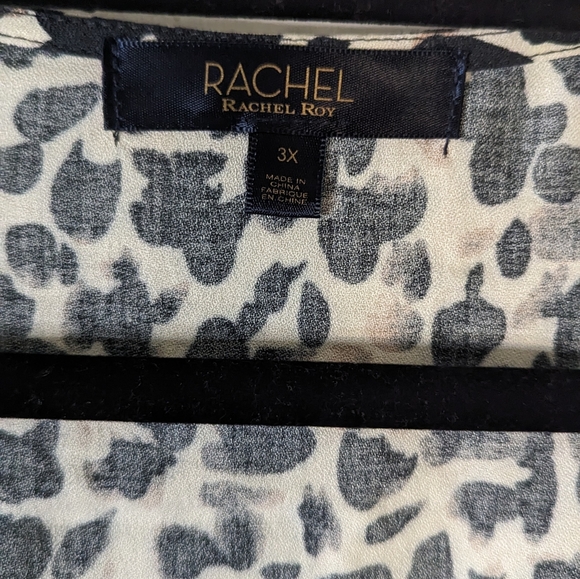 Rachel Roy Faux Wrap Dress Cream Black Leopard Animal Print Plus Size 3X $129.00 - Picture 9 of 11